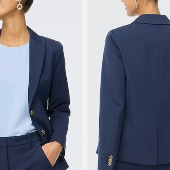 J. Crew Factory BP095 Navy Blue Cotton-blend two-button blazer size 18 NWT flaw - Picture 2 of 12